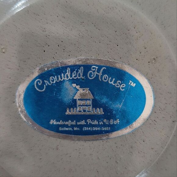 Crowded House Heart Shaped Blue Handthrown Pottery Ceramic Bowl - Picture 2 of 10